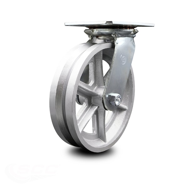 8 Inch Heavy Duty V Groove Semi Steel Swivel Caster with Roller Bearing SCC